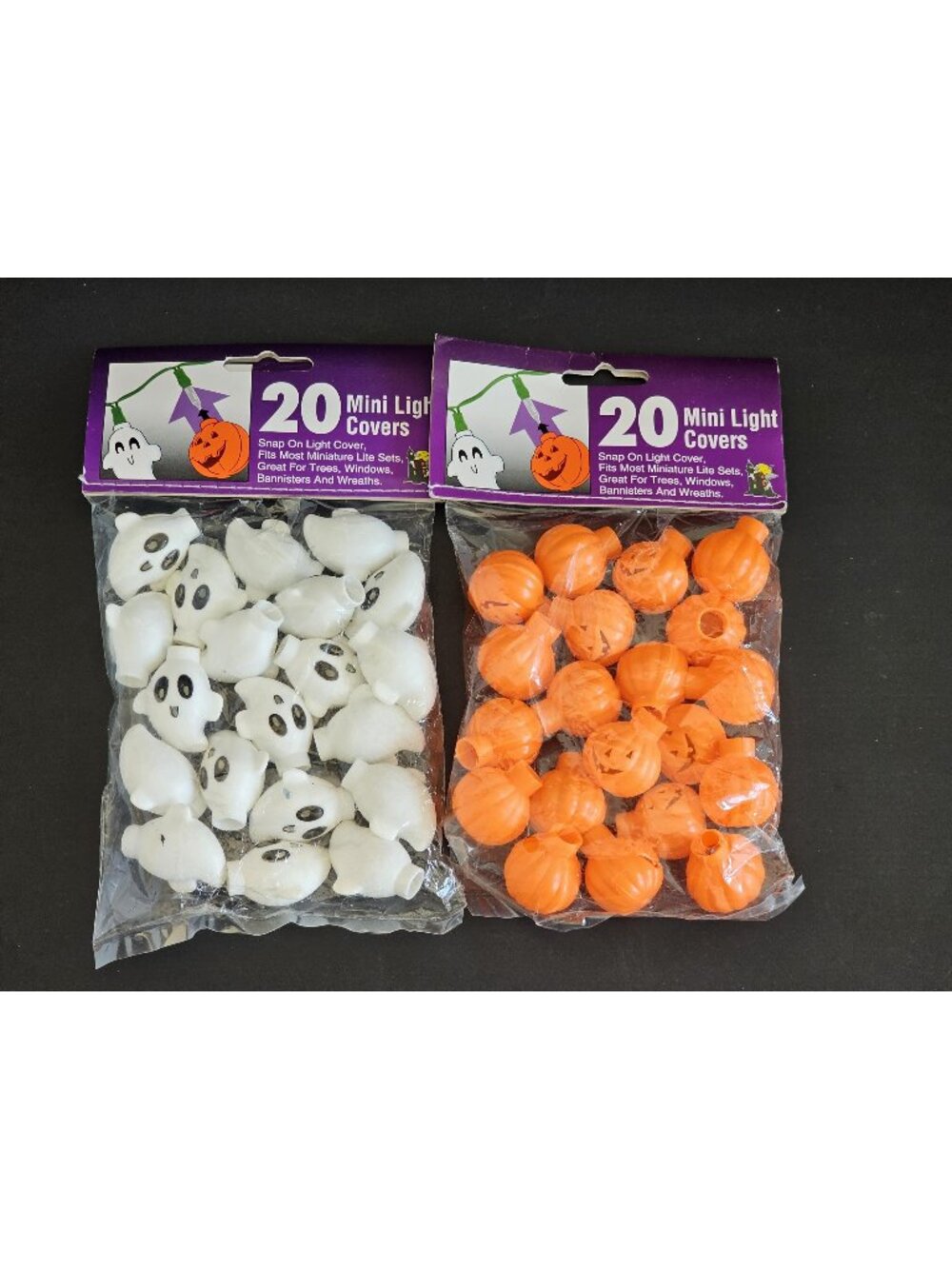 Vintage Jack O'Lantern and Ghost Mini Light Covers, Hallowe'en Lights Decor